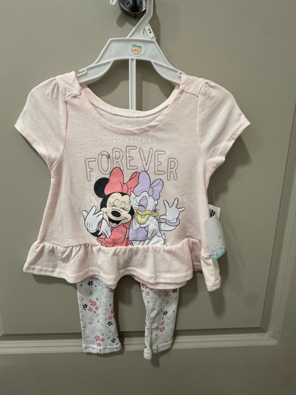 Disney Baby Pink Minnie & Daisy "Forever" Top and Floral Leggings Set